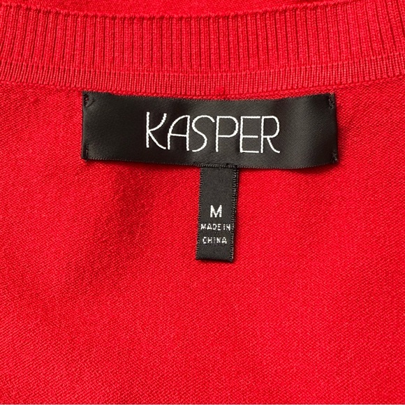 Kasper Women's Long Sleeve, Front Button, V-Neckline Cardigan, Red, Size M - Picture 3 of 7